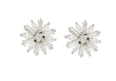 Elegant Design Snowflake 925 Sterling Silver Earrings studded with CZ